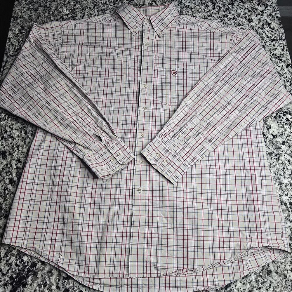 Ariat Pro Series Button Down Shirt Mens XXL Long Sleeve Plaid Performance